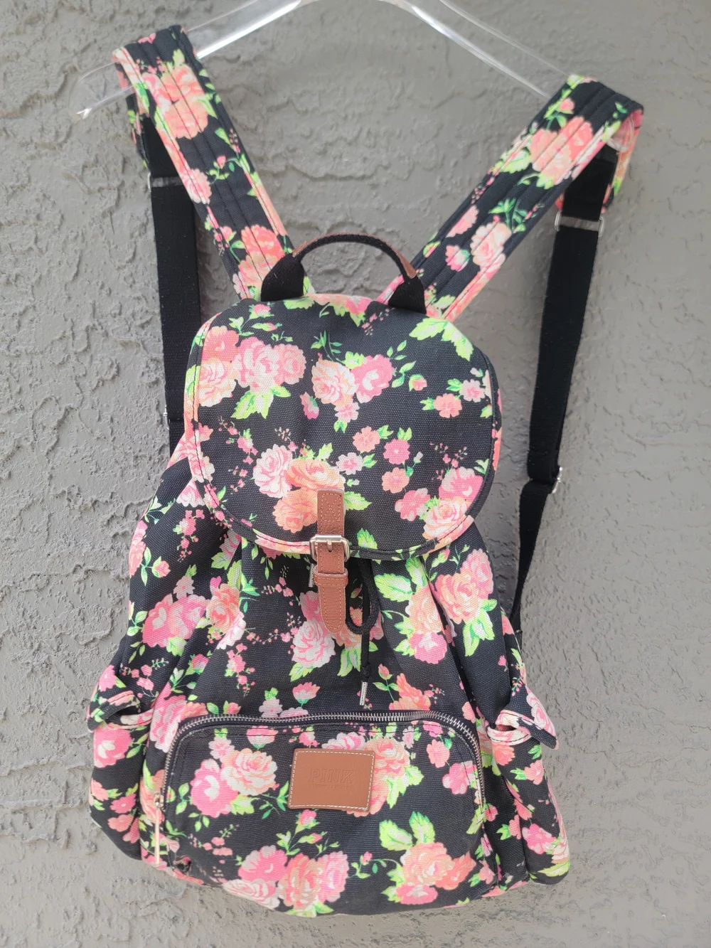 PINK Victoria's Secret Floral Backpack Y2K Canvas back to School